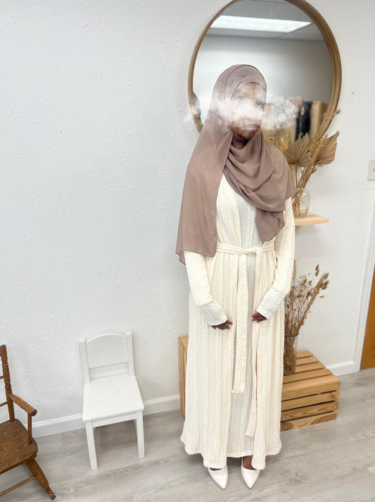 Hawa Knit Dress 2 Peice Set (Cream)