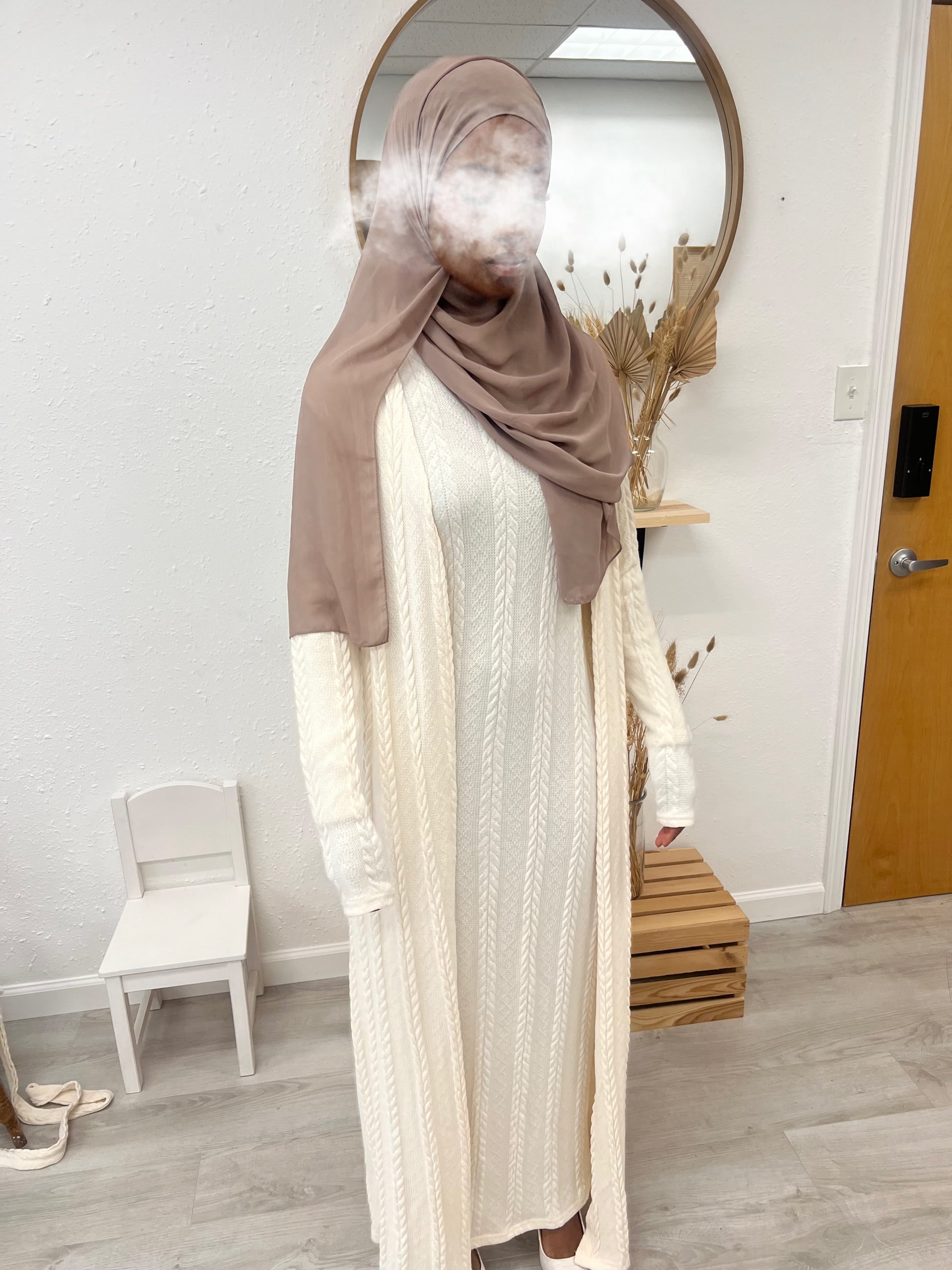 Hawa Knit Dress 2 Peice Set (Cream) BINTII COLLECTIONS Hawa Knit Dress 2 Peice Set (Cream) BINTII COLLECTIONS