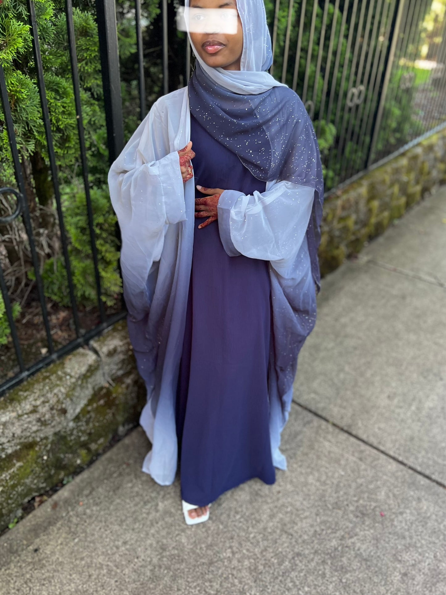 Blue Ombré Glitter Abaya