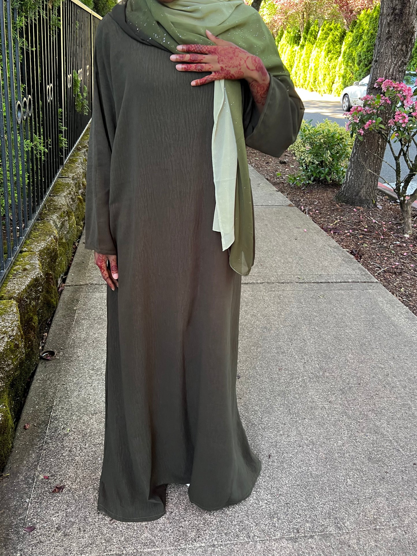 Green Ombré Glitter Abaya