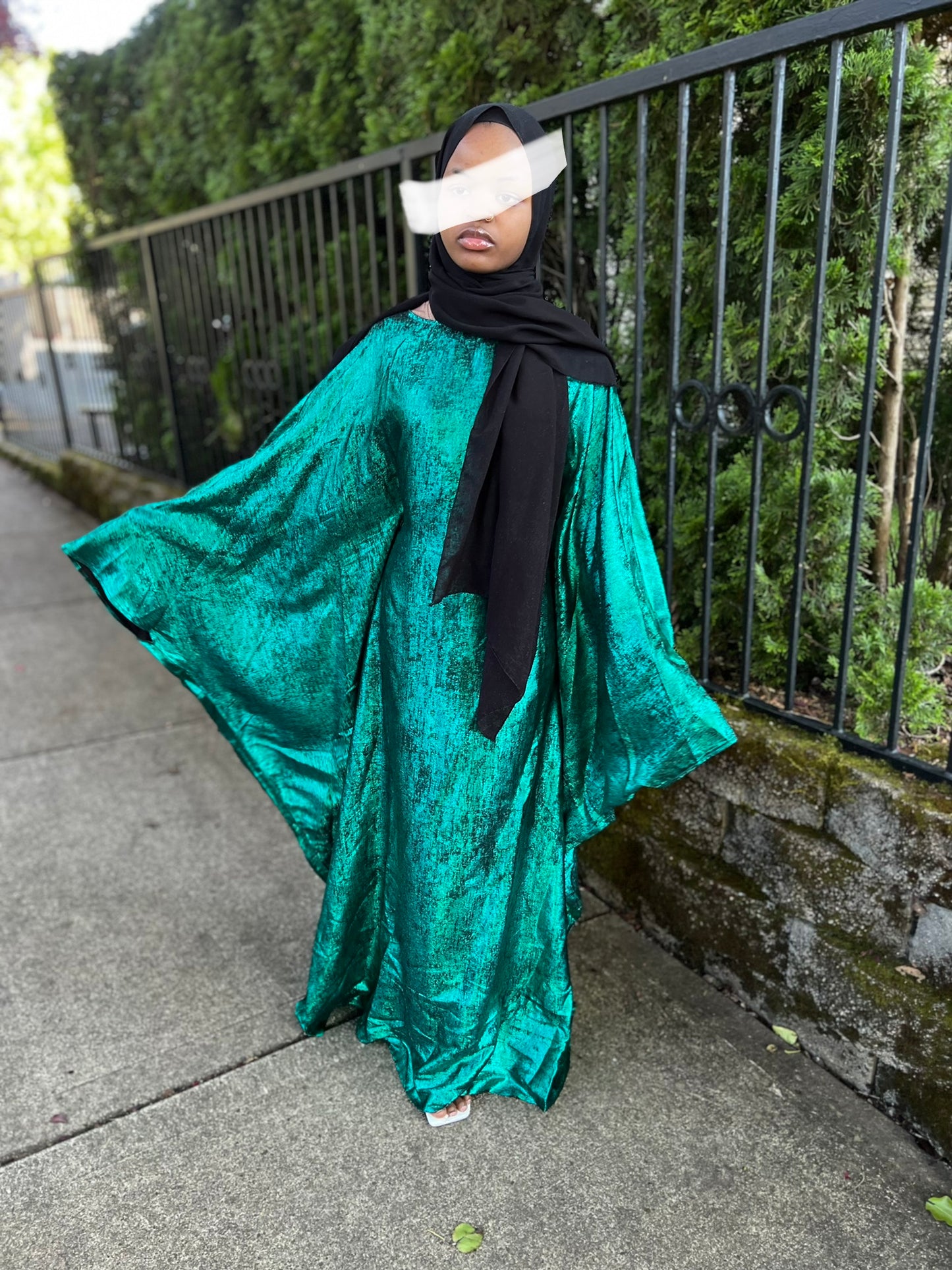 Teal Butterfly Abaya