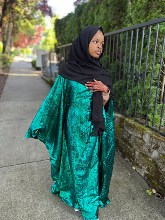 Teal Butterfly Abaya