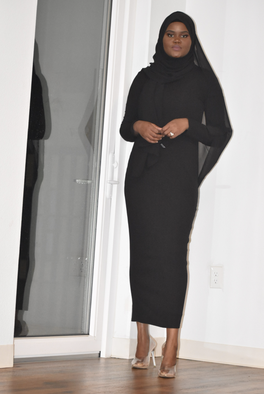 Black Ribbed Maxi Dress